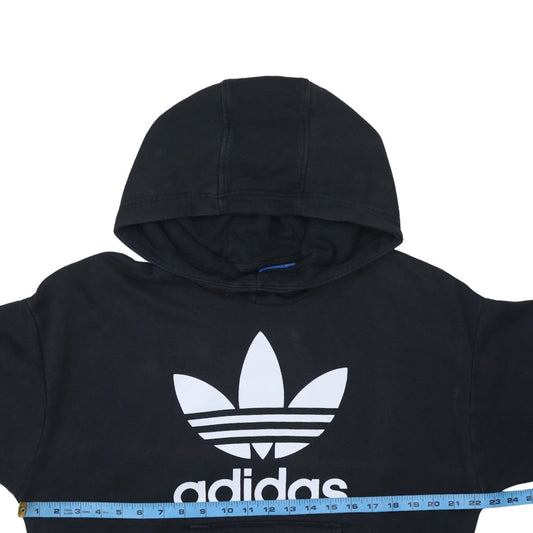 Adidas Women Black Pullover Hoodie Size 10 Trefoil Logo Comfortable Casual
