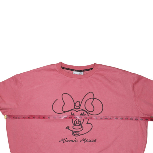 Disney Women Pink Minnie Mouse Sweatshirt XL Crew Neck Pullover