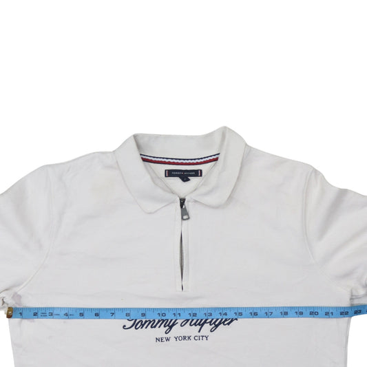 Tommy Hilfiger Men's White Collared 1/4 Zip Sweatshirt M