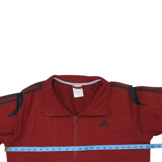 Adidas Men Red Full Zip Fleece Sweatshirt Jacket Size L