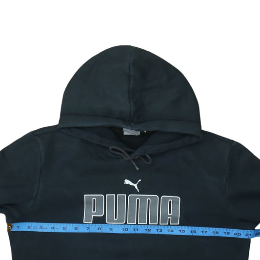 Puma Womens Black Small Pullover Hoodie with Logo Print