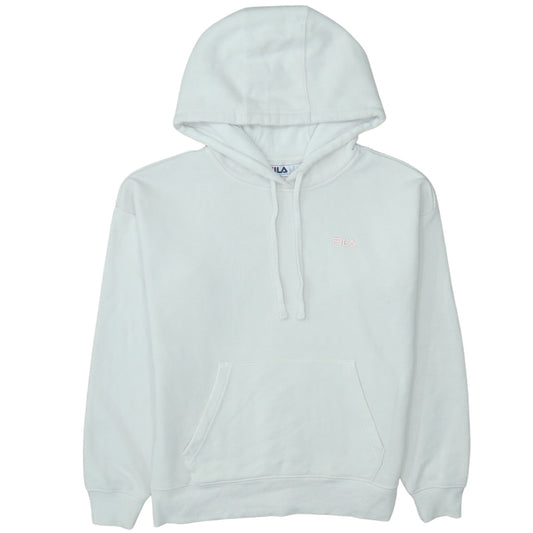 Fila Womens White Hooded Pullover Sweatshirt Size M Cotton Blend