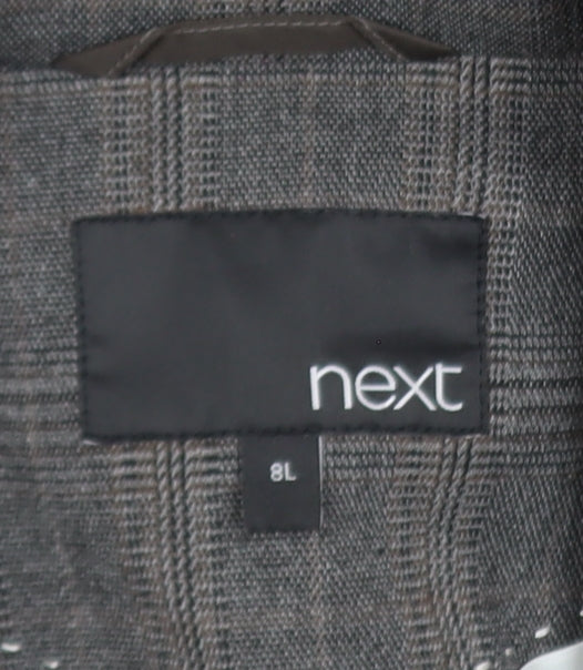 Next Women's Grey Check Tailored Blazer Size 8L Single Breasted