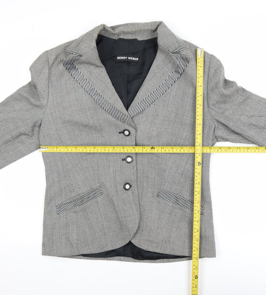 Gerry Weber Women's Grey Herringbone Blazer Size 14 Single-Breasted