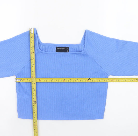 ASOS DESIGN Women’s Blue Long Sleeve Square Neck Pullover Jumper Size 16