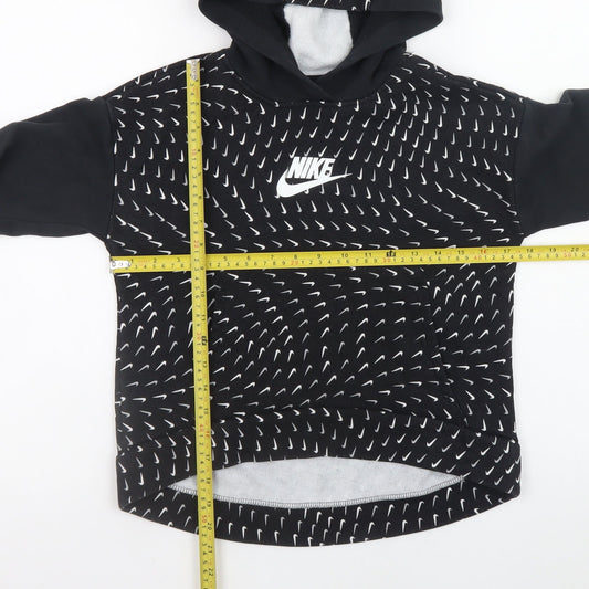 Nike Boys Black Pullover Hoodie L 146cm Graphic Print Sportswear