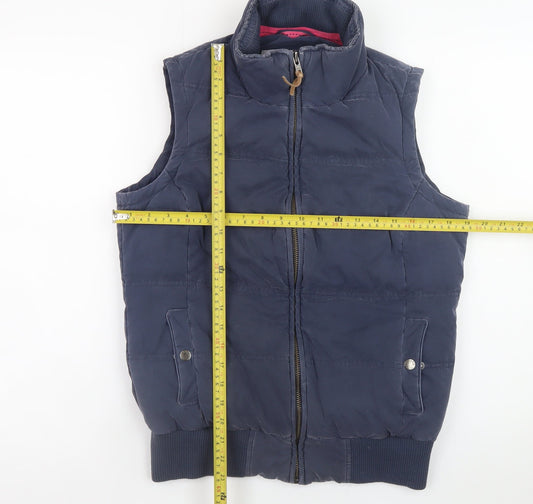 Fat Face Women’s Blue Puffer Waistcoat Size 10 Quilted Zip Gilet