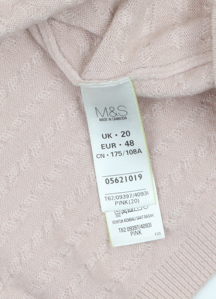 Marks and Spencer Women Pink Size 20 Crew Neck Acrylic Jumper