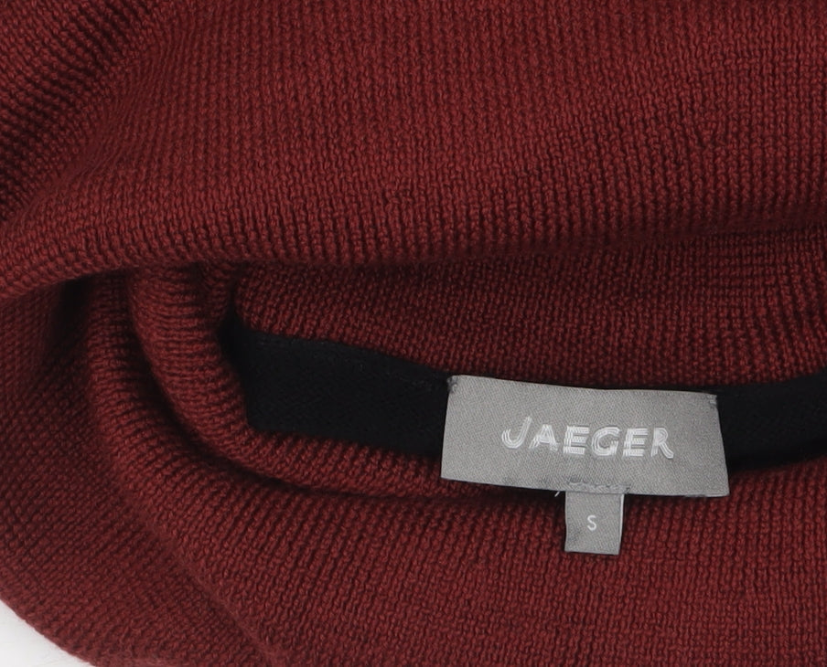 Jaeger Women Black Wool Knit Roll Neck Sweater Dress S