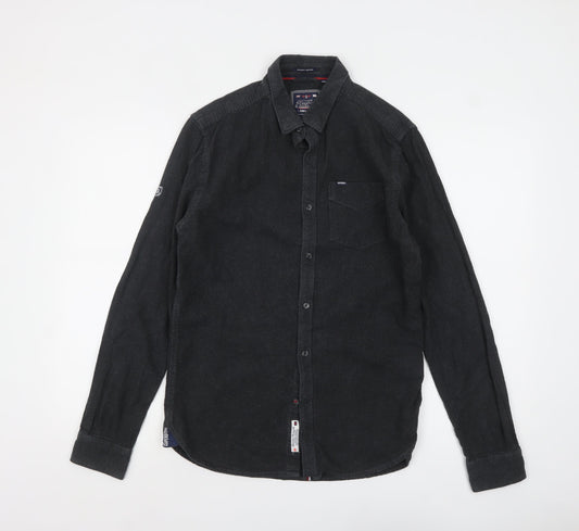 Superdry Men’s Black Flannel Button-Up Long Sleeve Casual Shirt Medium