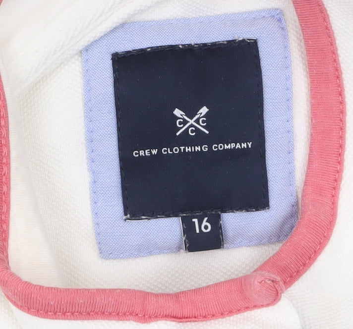 Additional view of Crew Clothing women’s cream stripe 1/4 zip sweatshirt, size UK 16