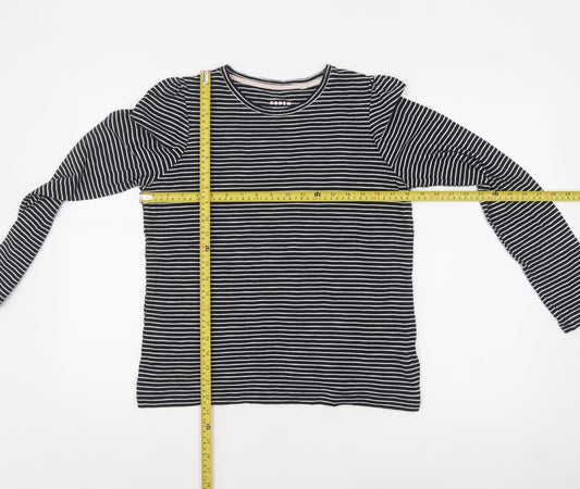 Boden Women Black Striped Long Sleeve Cotton Jersey T-Shirt M