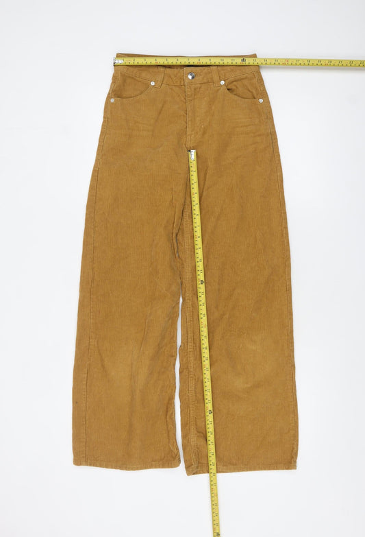 H&M Divided Women's Brown Corduroy Wide-Leg High Rise Trousers Size 4