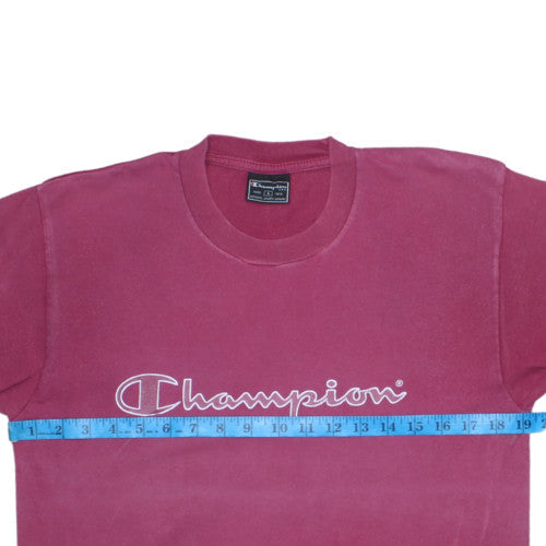 Champion Men Pink Small Crew Neck Sports Cotton T-Shirt