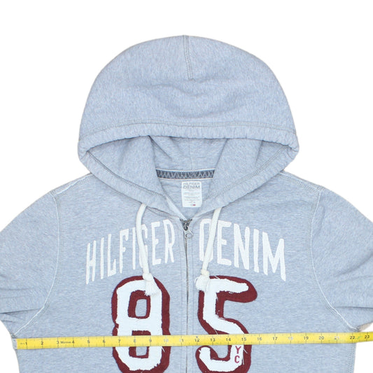 Tommy Hilfiger Men Grey Full Zip Logo Hoodie Size M