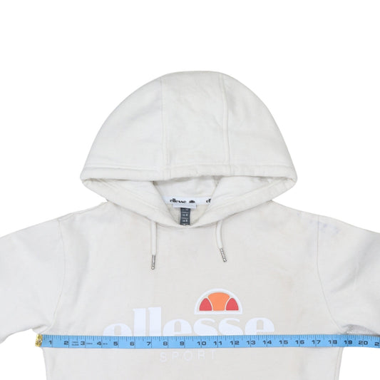Ellesse Women Beige Logo Pullover Hoodie UK 8 Cotton Blend Sporty