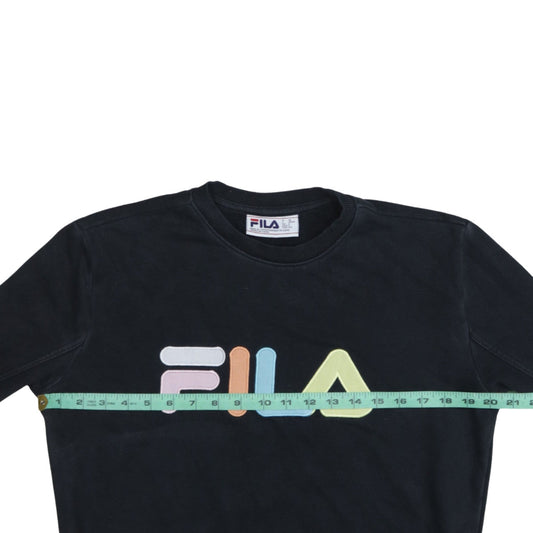 FILA Women Black Crew Neck Logo Sweatshirt Size S