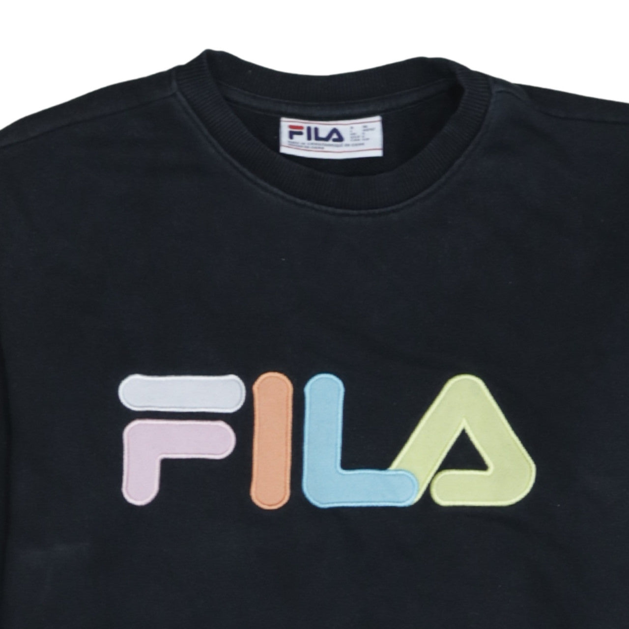 FILA Women Black Crew Neck Logo Sweatshirt Size S