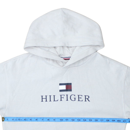 Tommy Hilfiger Boys White Pullover Hoodie 176 Logo Graphic Sweatshirt