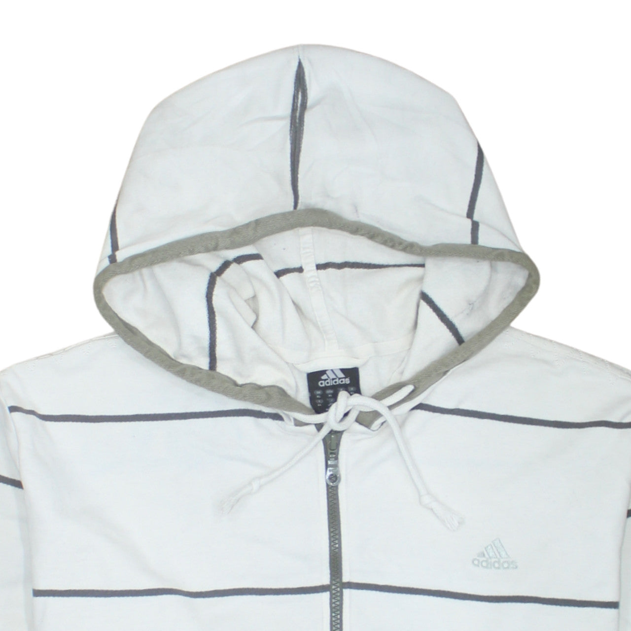 Adidas Men's White XL Full Zip Striped Hoodie Sweatshirt