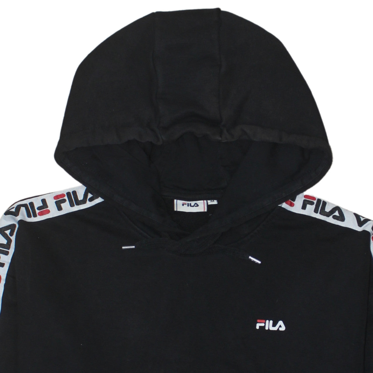 Additional view of Fila men’s black hoodie s pullover logo tape trim cotton blend