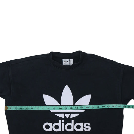 Adidas Women Black Size 12 Sweatshirt Crew Neck Logo Pullover