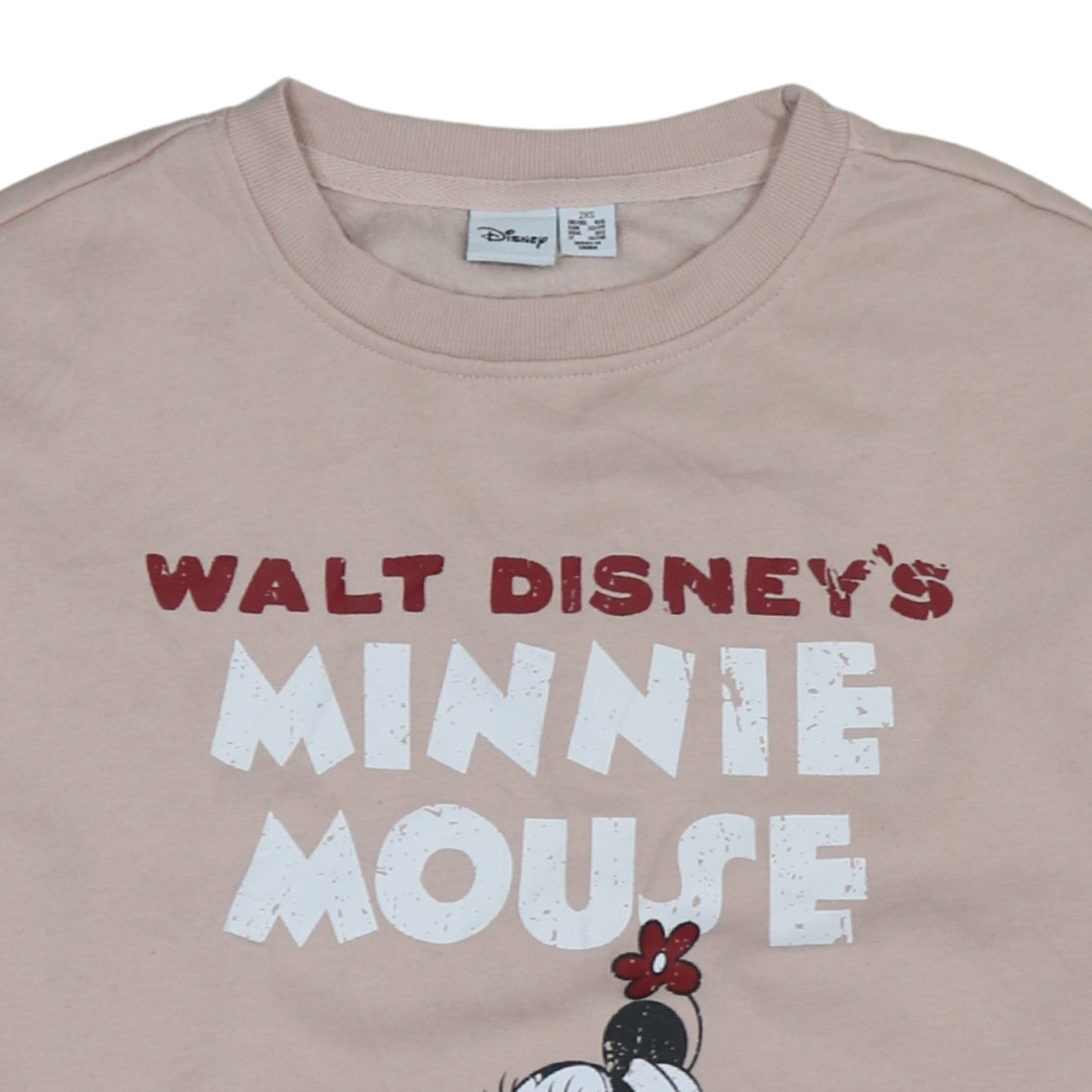 Disney Women's Beige Minnie Mouse Pullover Sweatshirt 2XS