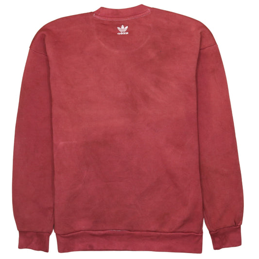 Adidas Womens Red Crew Neck Pullover Sweatshirt XS Logo Print