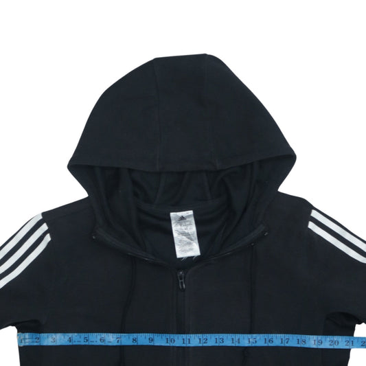 Adidas Women Black Full Zip Hoodie Medium Hooded Sweatshirt