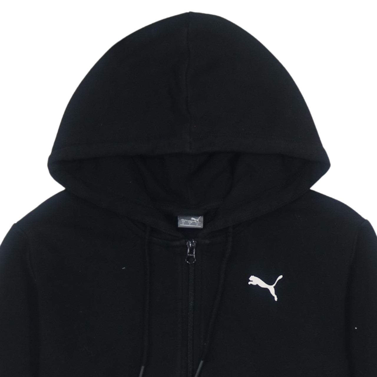 Puma Women Black Full Zip Hoodie Small Cotton Blend Logo Detail