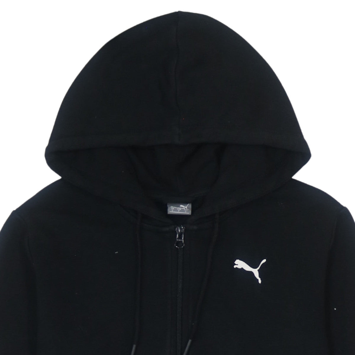 Additional view of Puma Women Black Full Zip Hoodie Small Cotton Blend Logo Detail