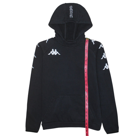 Kappa Boys Black Pullover Hoodie 12 Years Logo Sleeve Sports Fleece