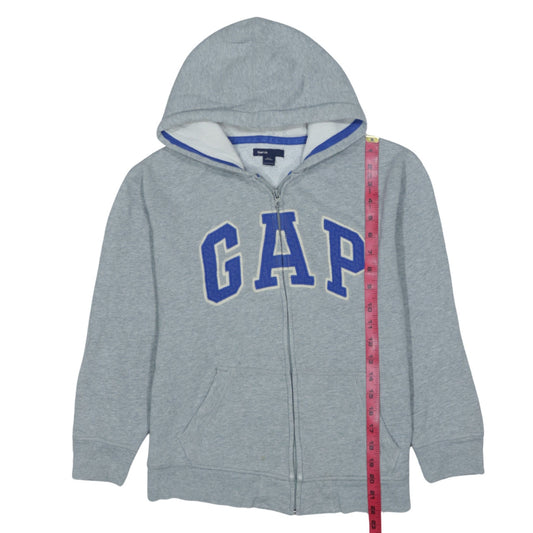 GAP Boys Grey Full Zip Hoodie 10-11 Years Cotton Blend Casual Sweatshirt