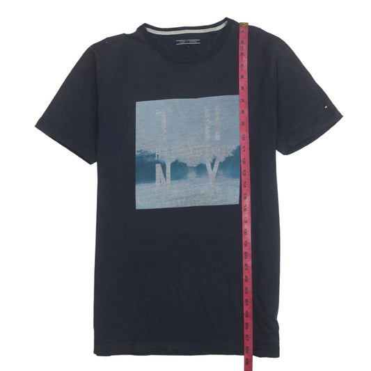 Tommy Hilfiger Mens Blue Graphic Print Crew Neck T-Shirt L