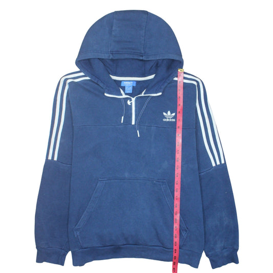Adidas Men's Blue L Pullover Hoodie 1/4 Zip Fleece Sportswear