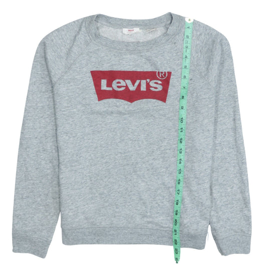 Levi's Women Grey Crew Neck Logo Sweatshirt Size M