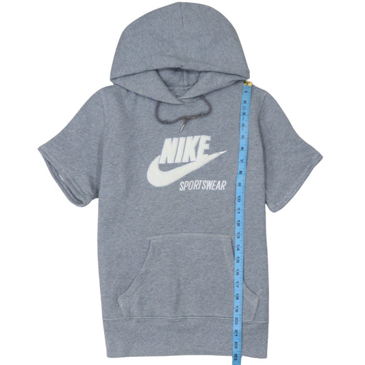 Nike Men Grey Short Sleeve Pullover Hoodie M Sportswear Fleece