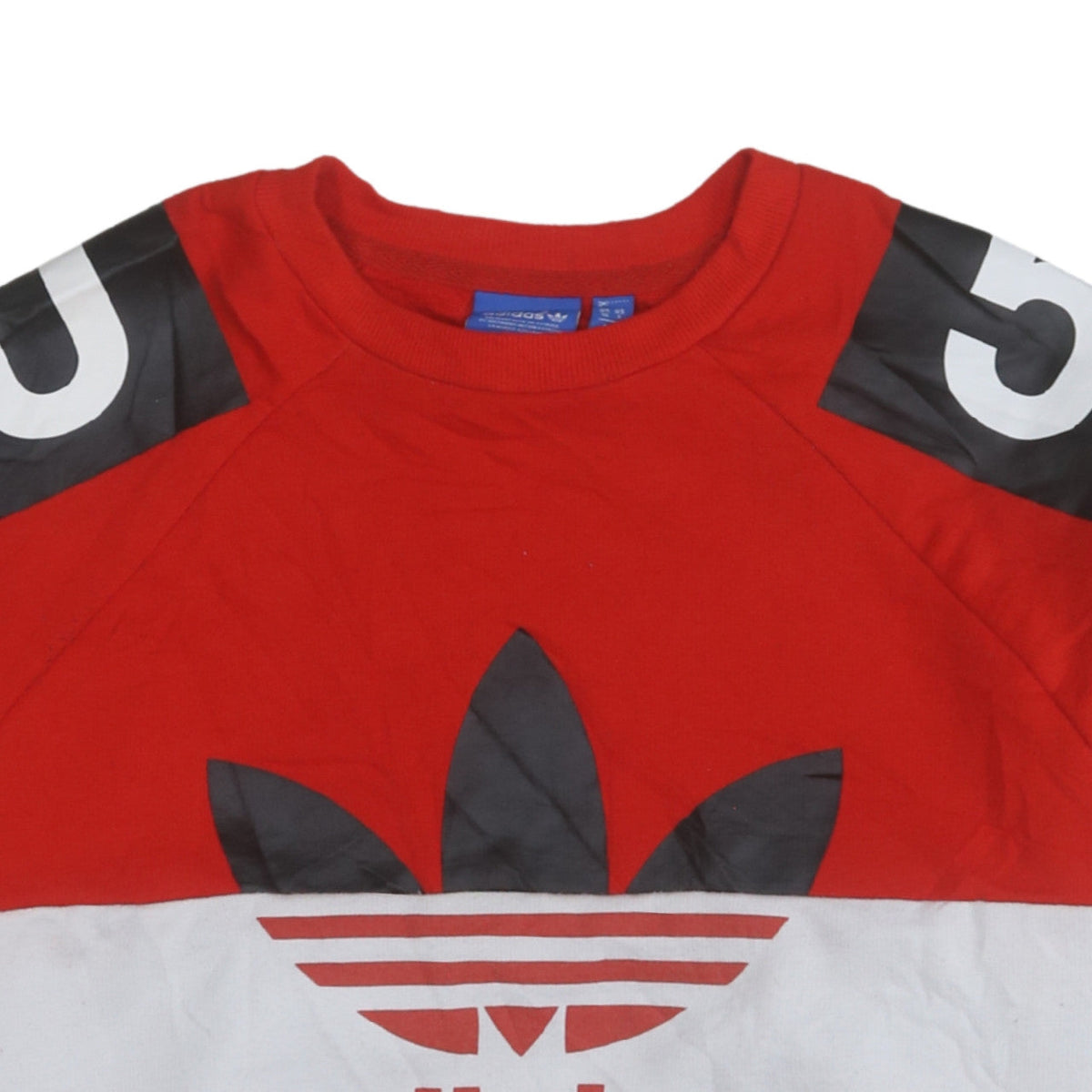 Additional view of Adidas x Topshop women’s red black colourblock sweatshirt, size UK 10