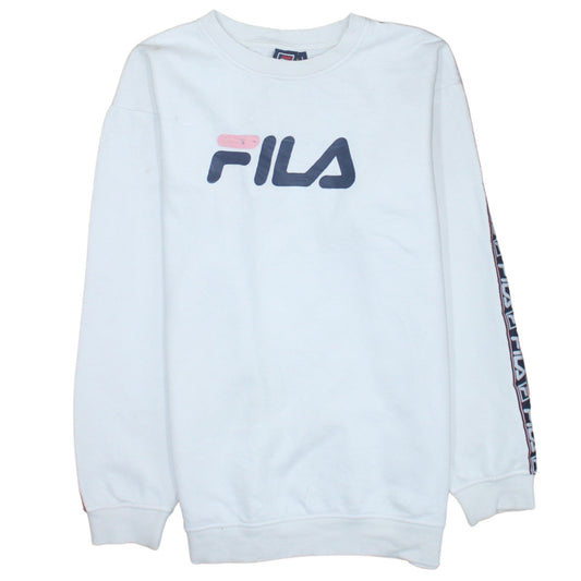Fila Mens White Logo Pullover Sweatshirt Size L