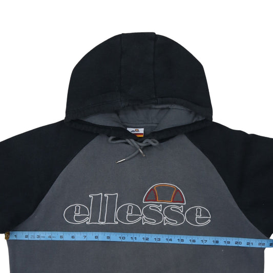 Ellesse Men's Grey Pullover Hoodie L Logo Embroidered Fleece Sweatshirt