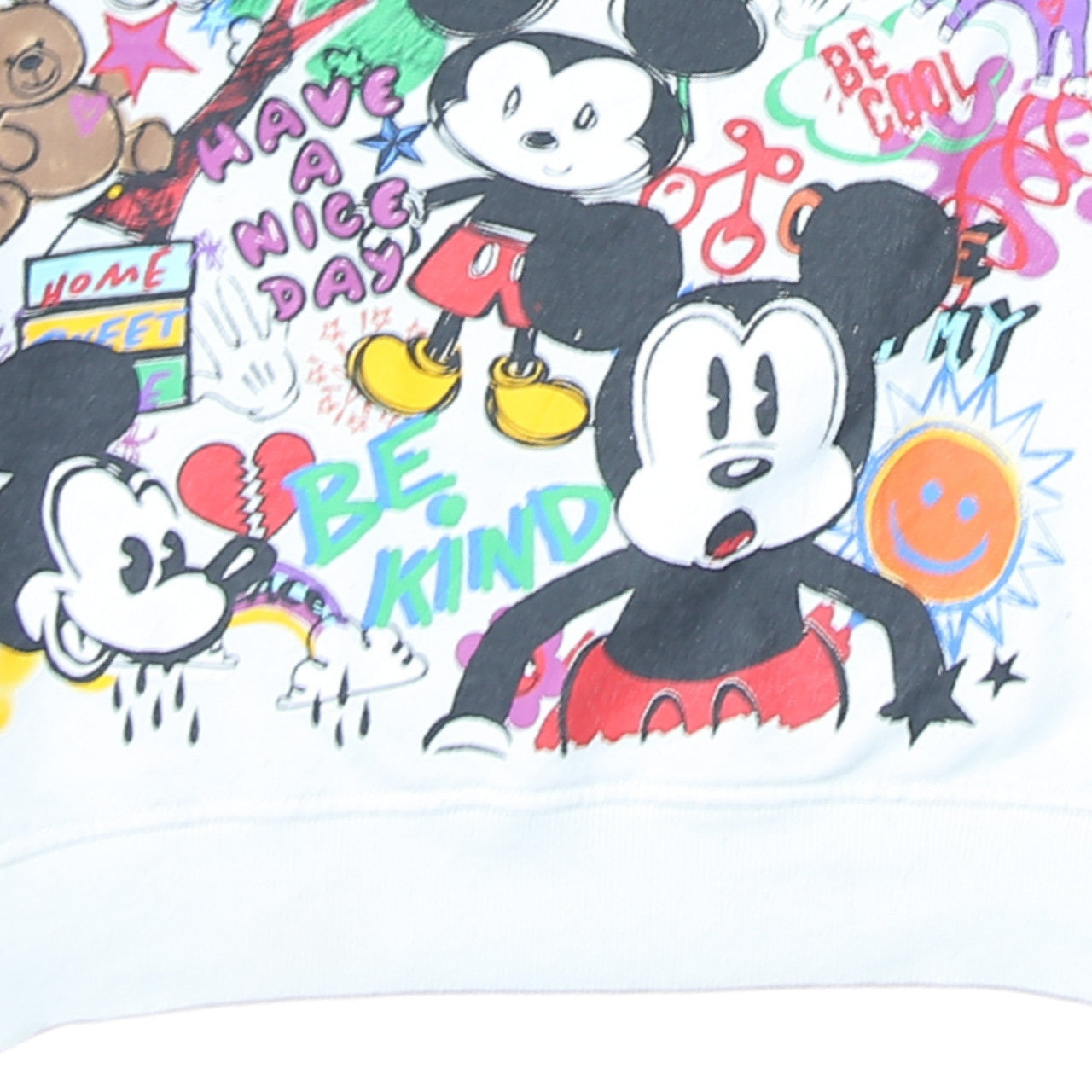 Disney Mickey Mouse White Graphic Print Sweatshirt L Unisex Adults