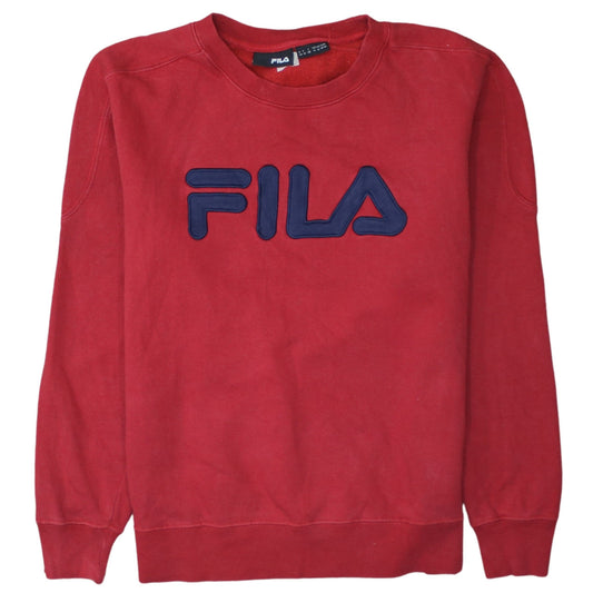 Fila Men's Red Crew Neck Logo Sweatshirt M Regular Fit