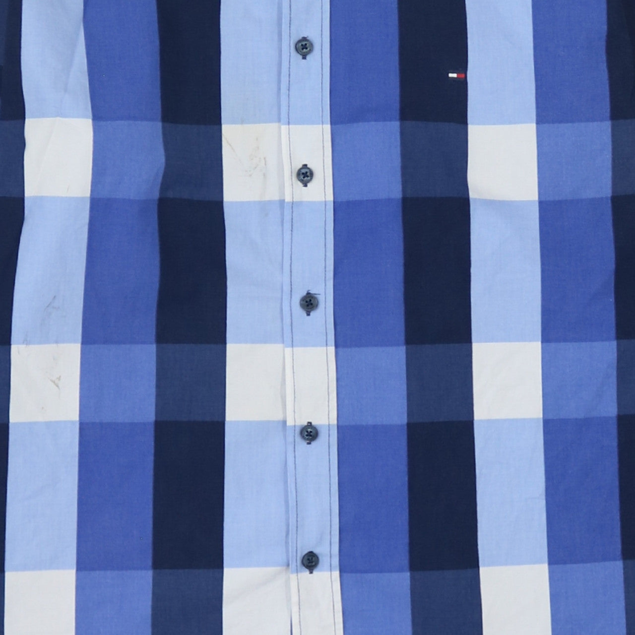 Tommy Hilfiger Men's Blue Check Long Sleeve 3XL Cotton Shirt