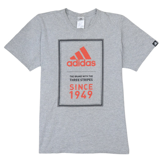 Adidas Men’s Grey Graphic Logo T-Shirt Size L Regular Fit Sports Tee