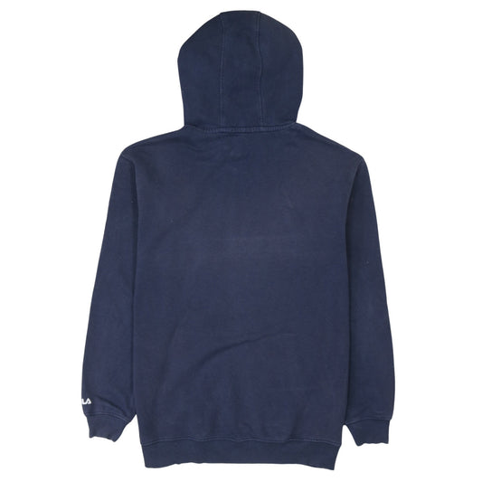 FILA Men Blue Pullover Hoodie Small Logo Fleece Sweatshirt