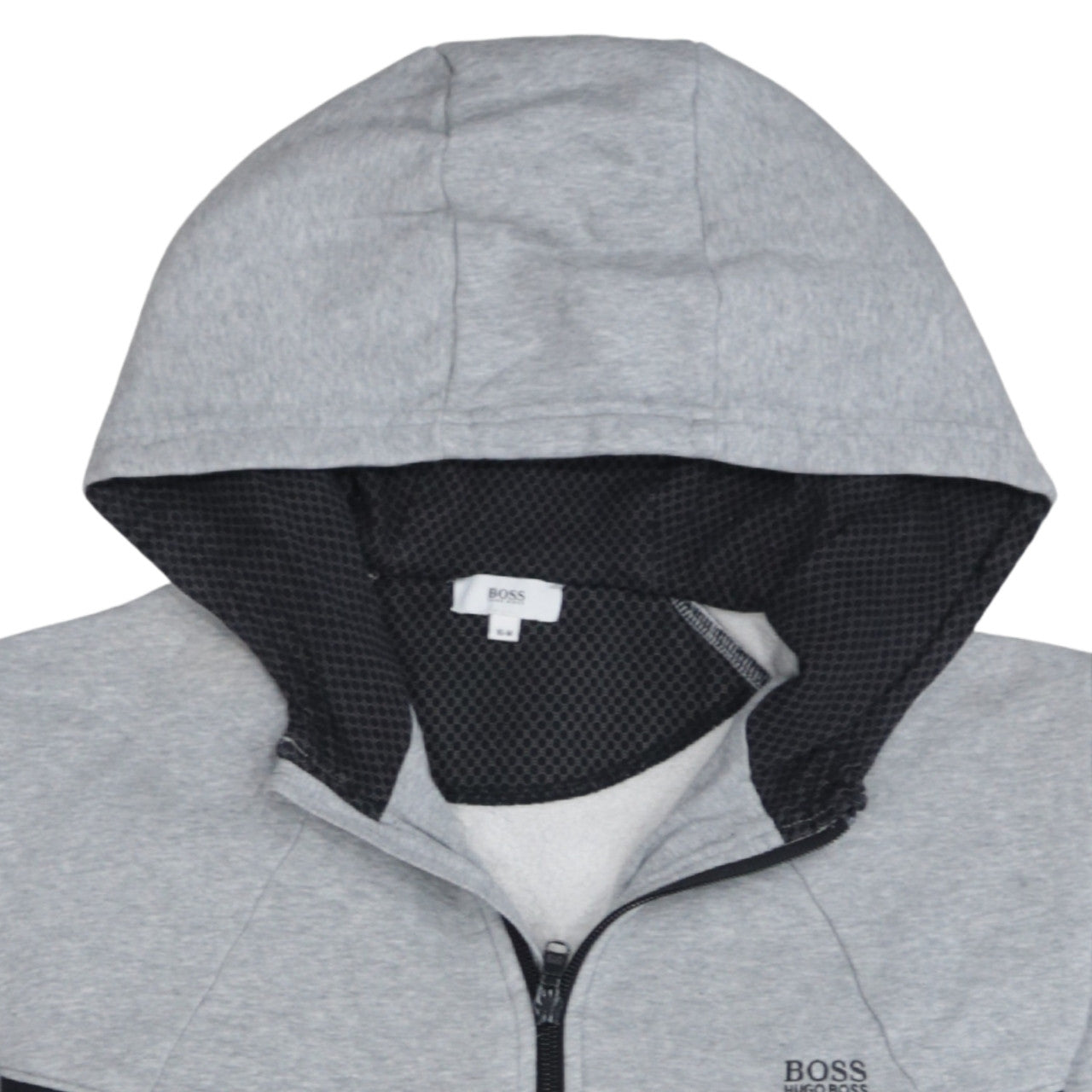 Hugo Boss Boys Grey Full Zip Hoodie Size 16 M Mesh Panel Lightweight