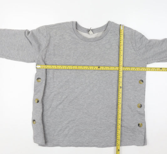 ASOS Women Grey Button Detail Long Sleeve Sweatshirt UK 12