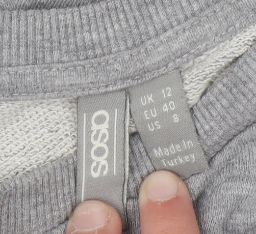 Additional view of ASOS Women Grey Button Detail Long Sleeve Sweatshirt UK 12