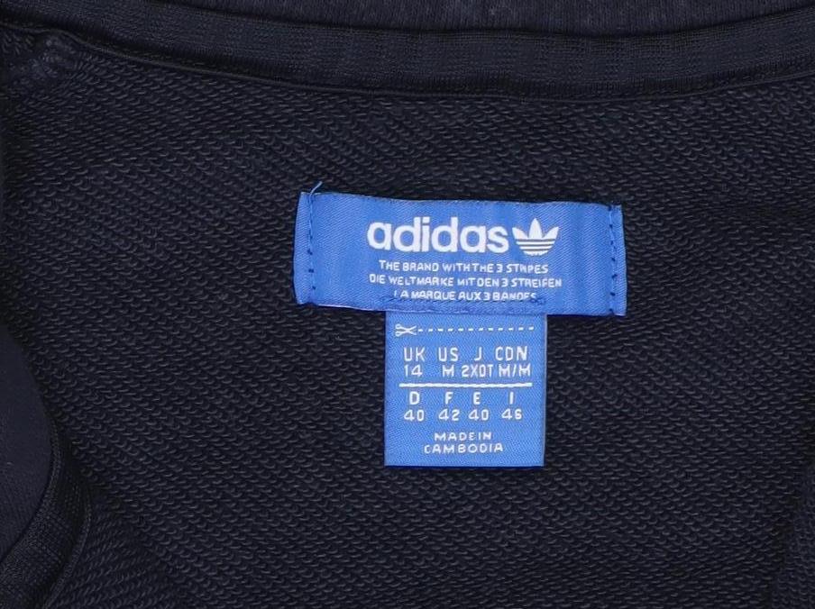 Adidas Womens Navy & Grey Full Zip Hoodie Size 14 Hooded Sweatshirt