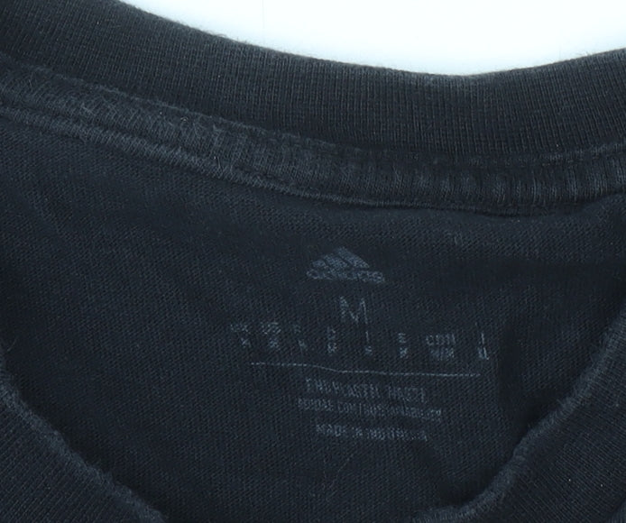 Adidas Men's Black Cotton Sports T-Shirt M Crew Neck Short Sleeve